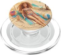 New Funny Distressed Female Doll Meme Sunbathing Summer Vibe PopSockets PopGrip para MagSafe
