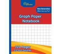 New Generation- Graph Paper Composition Notebook , Math Notebook 1/2 Inch Squares , Book Size 8.5X11 Inches , For Elementary School