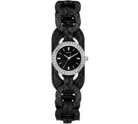 New-Guess Color Plata, Negro Trenzado Cuero Banda, Cristal, Mini WATCH-W70027L2