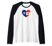 New Hampshire and Canada Flags: Heart Shaped Unity Camiseta Manga Raglan