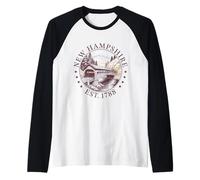 New Hampshire Retro State 1788 - Camisa de Puente Cubierto escénico Camiseta Manga Raglan