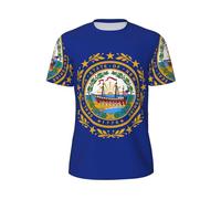 New Hampshire State Flag Print - playera de manga corta para hombre, ligera, transpirable, actividades al aire última intervensión, Negro -, M