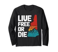New Hampshire Vive libre o muere Vintage Mountains Pride Manga Larga