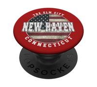 New Haven Connecticut, Bandera Americana Vintage PopSockets PopGrip Adhesivo