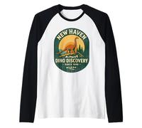 New Haven Dino Discovery - Camisa retro Fossil Park Connecticut Camiseta Manga Raglan