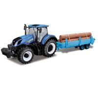 New Holland T7.315 con remolque y pacas de paja