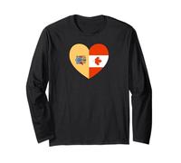 New Jersey and Canada Flags: Heart Shaped Unity Manga Larga