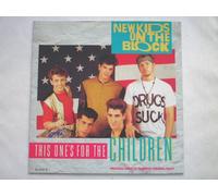 New Kids On The Block This One's For The Children 7" CBS BLOCKP9 EX/EX 1990 picture sleeve & sticker pack