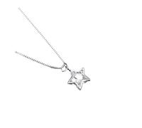 New Korea 925 silver beautiful and shiny crystal star necklace, women's party wedding accessories, jewelry gifts, Talla única, 55 cm, Ágate