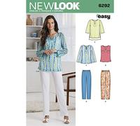 New Look Patrón de Costura 6292: túnica o Top y Pantalones sin Cierre, Talla A, Papel, Blanco, Size: A (10-12-14-16-18-20-22)