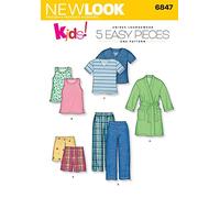 New Look 6847 tamaño patrón de Costura para Pijamas de un niño, Multicolor