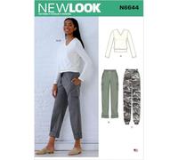 New Look N6644 - Patrones de costura para pantalones cargo y parte superior de punto, papel, color blanco