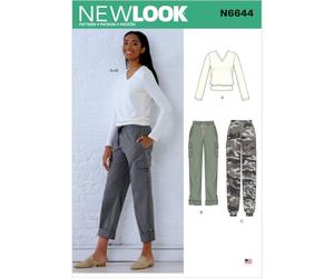 New Look N6644 - Patrones de costura para pantalones cargo y parte superior de punto, papel, color blanco