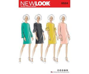 New Look patrón 6524 - Vestido para Mujer con Manga variaciones, Papel, Blanco, 22 x 15 x 1 cm
