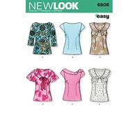 New Look Patrón de Costura 6808: Camisetas para Mujer, Talla A, Algodón, Blanco, A (8-10-12-14-16-18)
