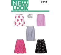 New Look Patrón de Costura 6843: Faldas para Mujer, Talla A, Papel, cartulina, Blanco, A (8-10-12-14-16-18)