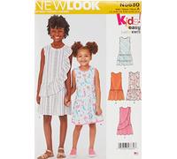 New Look Patrón de costura N6630 para vestidos infantiles y niñas, papel, blanco, varios