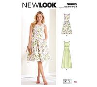 New Look Patrón de costura N6665 Vestido para mujer, blanco, A (4-6-8-10-12-14-16)