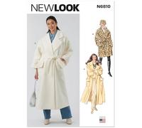 New Look Patrón de costura UN6810A para abrigo de mujer con cinturón en dos longitudes A (S-M-L-XL)