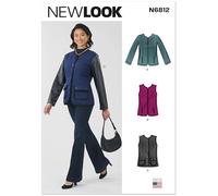 New Look Patrón de costura UN6812A para chaqueta y chaleco de mujer A (10-12-14-16-18-20-22)