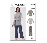 New Look Patrón de costura UN6814A para camisetas de punto y pantalones de punto o tejidos A (8-10-12-14-16-18)