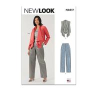 New Look Patrón de costura UN6817A para chaleco, chaqueta y pantalones de mujer A (10-12-14-16-18-20-22)