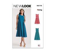 NEW LOOK Patrón de papel UN6778A para vestido de mujer en dos longitudes A (10-12-14-16-18-20-22)