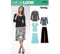 New Look Patrón de Costura 6735: Misses Separates, Talla A, Terciopelo, Blanco, 38-50
