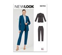 New Look Patrones de costura UN6794A para chaqueta y pantalones de mujer A (8-10-12-14-16-18-20)