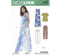 New Look Juego de patrones de costura para túnica, camiseta y pantalones de mujer, Papel, Blanco, A (8-10-12-14-16-18)