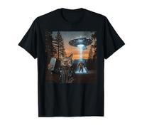 New Meme Cat and Cigarette, Grunge Cat Selfie UFO Bigfoot Camiseta