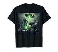 New Meme Cat and Cigarette, Grunge Cat Selfie UFO Bigfoot Camiseta