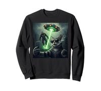 New Meme Cat and Cigarette, Grunge Cat Selfie UFO Bigfoot Sudadera