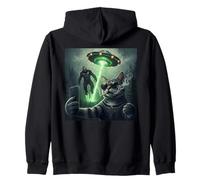 New Meme Cat and Cigarette, Grunge Cat Selfie UFO Bigfoot Sudadera con Capucha
