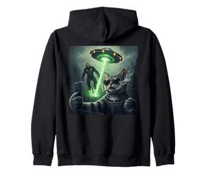 New Meme Cat and Cigarette, Grunge Cat Selfie UFO Bigfoot Sudadera con Capucha