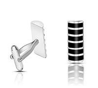 New Men's Business Shirt Black and White Pattern Cufflinks, Party, Gift Friends High-end Cufflinks Accessories(Black)