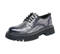 New Men's Lacquered Leather Upper British Splicing Business Casual Gentlemen's Leather Shoes Herren Schuhe 1, gris, 45 EU