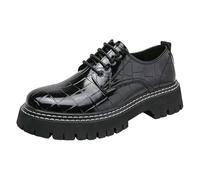 New Men's Lacquered Leather Upper British Splicing Business Casual Gentlemen's Leather Shoes Herren Schuhe 1, Negro , 40 EU