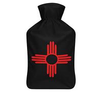 New Mexico Sun Zia - Botella de agua de goma con cubierta de felpa suave, bolsa de agua caliente para invierno, manos y pies, protección contra el frío, 1000 ml