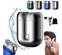 New Model Mini Dual-Head Electric Shaver, Mini Razor Dual Head Portable, Mini Dual Head Electric Shaver, Mini Portable Electric Shaver,Double Head Razor,Pocket Size Washable Electric Razor (Silver)
