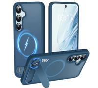 New-One Funda para Samsung Galaxy S24/S25, [Soporte Integrado Invisible 360°] [Magnética Compatible con MagSafe] [Protección Militar Antigolpes] Silicona Bumper 5G - Ultra Delgada Mate Carcasa Azul