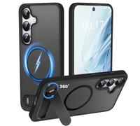 New-One Funda para Samsung Galaxy S24/S25, [Soporte Integrado Invisible 360°] [Magnética Compatible con MagSafe] [Protección Militar Antigolpes] Silicona Bumper 5G - Ultra Delgada Mate Carcasa Negro