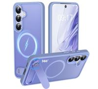 New-One Funda para Samsung Galaxy S24/S25, [Soporte Integrado Invisible 360°] [Magnética Compatible con MagSafe] [Protección Militar Antigolpes] Silicona Bumper 5G - Ultra Delgada Mate Carcasa Morado
