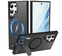 New-One Funda para Samsung Galaxy S24 Ultra, [Soporte Integrado Invisible 360°] [Magnética Compatible con MagSafe] [Protección Militar Antigolpes] Silicona Bumper 5G - Ultra Delgada Mate Carcasa Negro