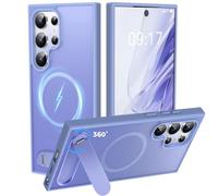 New-One Funda para Samsung Galaxy S24 Ultra, [Soporte Integrado Invisible 360°] [Magnética Compatible con MagSafe][Protección Militar Antigolpes] Silicona Bumper 5G - Ultra Delgada Mate Carcasa Morado