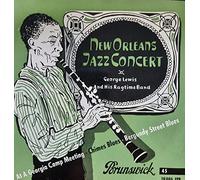 NEW ORLEANS JAZZ CONCERT / At A Georgia Camp Meeting / Chimes Blues / Bergundy Street Blues / George Lewis And His Ragtime Band / Bildhülle 1952 / Deutsche Pressung / Brunswick # 10 006 / 7" Vinyl Single Schallplatte
