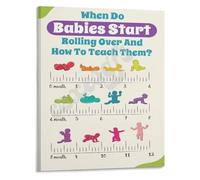 New Parent Gift Baby Development Poster When Do Infants Roll Over Canvas Wall Art for Nursery Decor Educational Parenting Guide Print(Framed,08x12inch(20x30cm))