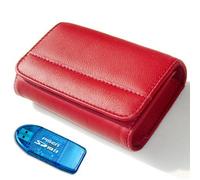 New premium qualitya leather red camera case for SONY DSC-S730 + card reader(IT005r)