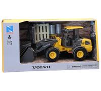 New Ray - Cargador Volvo L25 con Accesorios en Miniatura Escala 1/18 - Un Motor de Trabajo - Realista y Resistente, un Juguete para niños de 3 años y más