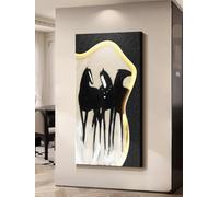 New Relief Horse - Mural de pared LED con texto "Success Upon Arrival", vintage, 3D en relieve con control de sonido/recarga (negro)